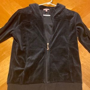 Juicy couture black velour hooded zip up